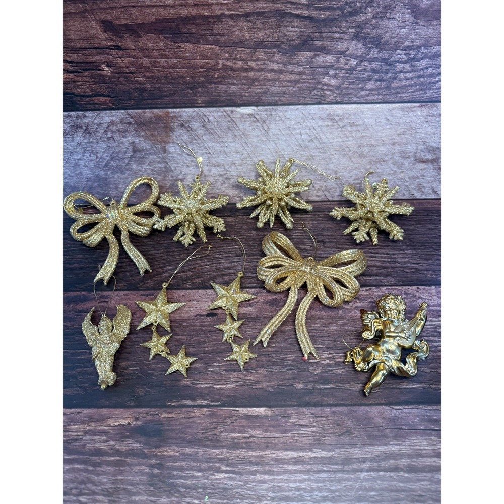 Gold Glitter Ornaments Variety And Gold Angel Taiwan-vintage